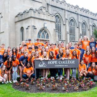 Awakening students in front of Dimnent Chapel